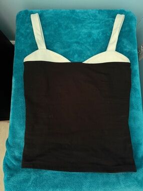 Express Black Bustier Tank with white Straps